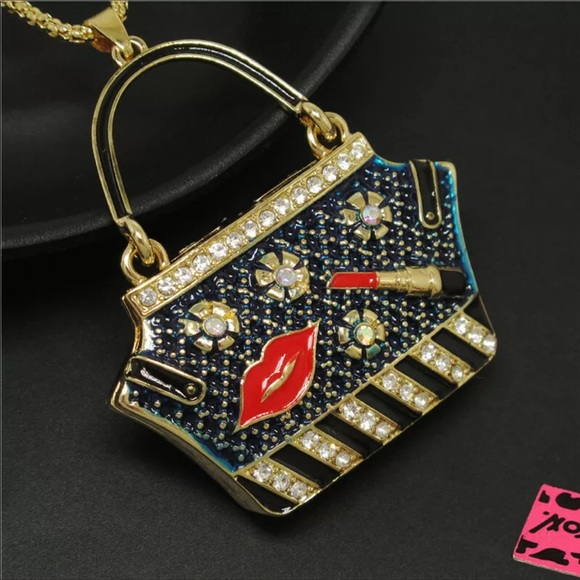 New BetseyJohnson Handbag Lipstick CrystalNecklace - Picture 5 of 6